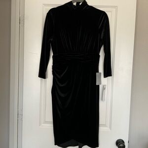 London Times mock neck ruched velvet sheath dress - NEVER WORN